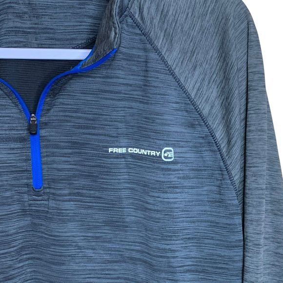 Free Country Men's 1/4 Zip Micro Tech Raglan Long Sleeve Shirt Blue Gray Size XL - Picture 4 of 5